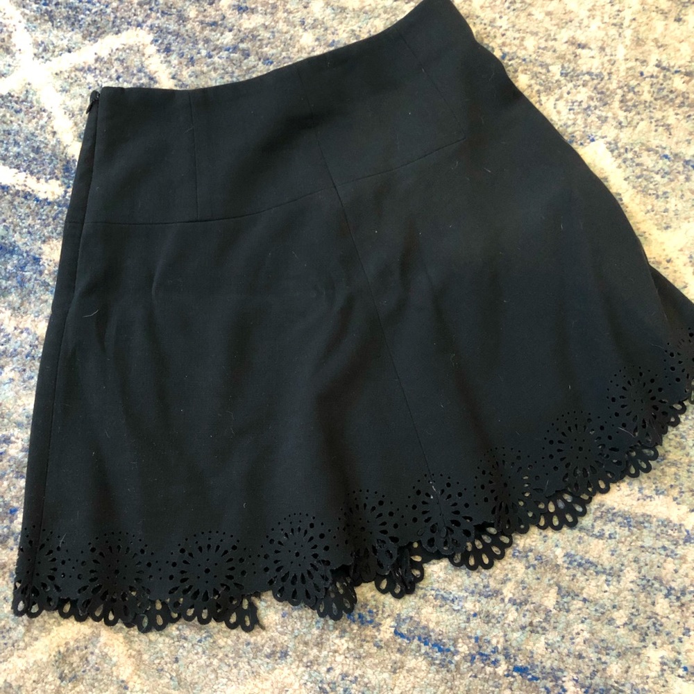 Black Loft skirt with laser cut hem detailing